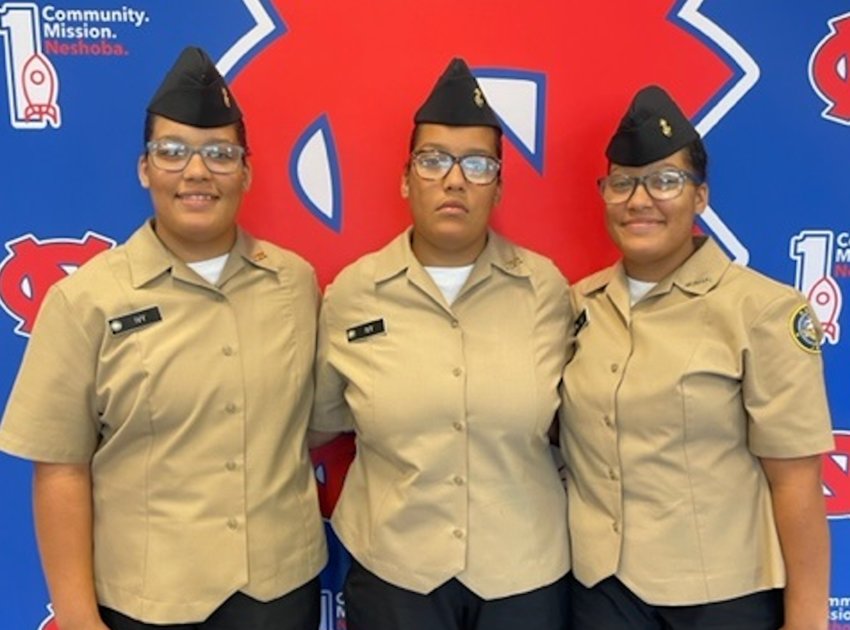 Aaliyah Ivy, Makayla Ivy and Rayanna Ivy are triplets serving in Neshoba Central’s Navy JROTC.